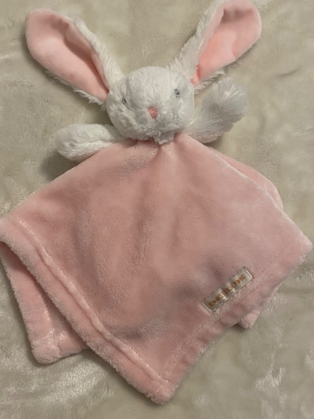 Blankets & Beyond Pink & White Bunny Rabbit Plush Security Blanket Lovey